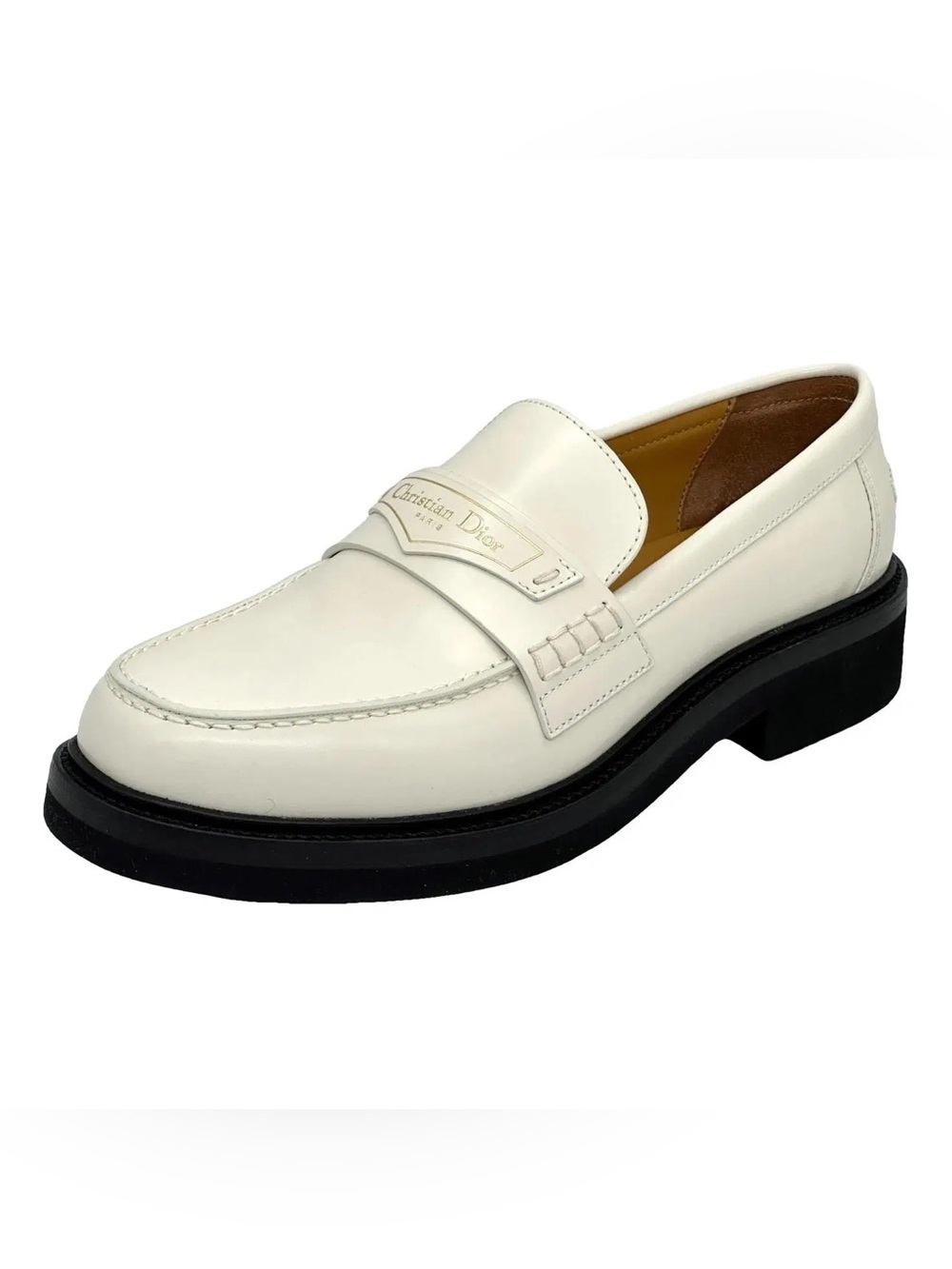 Christian Dior Boy Loafer White Loafers, 37.5
